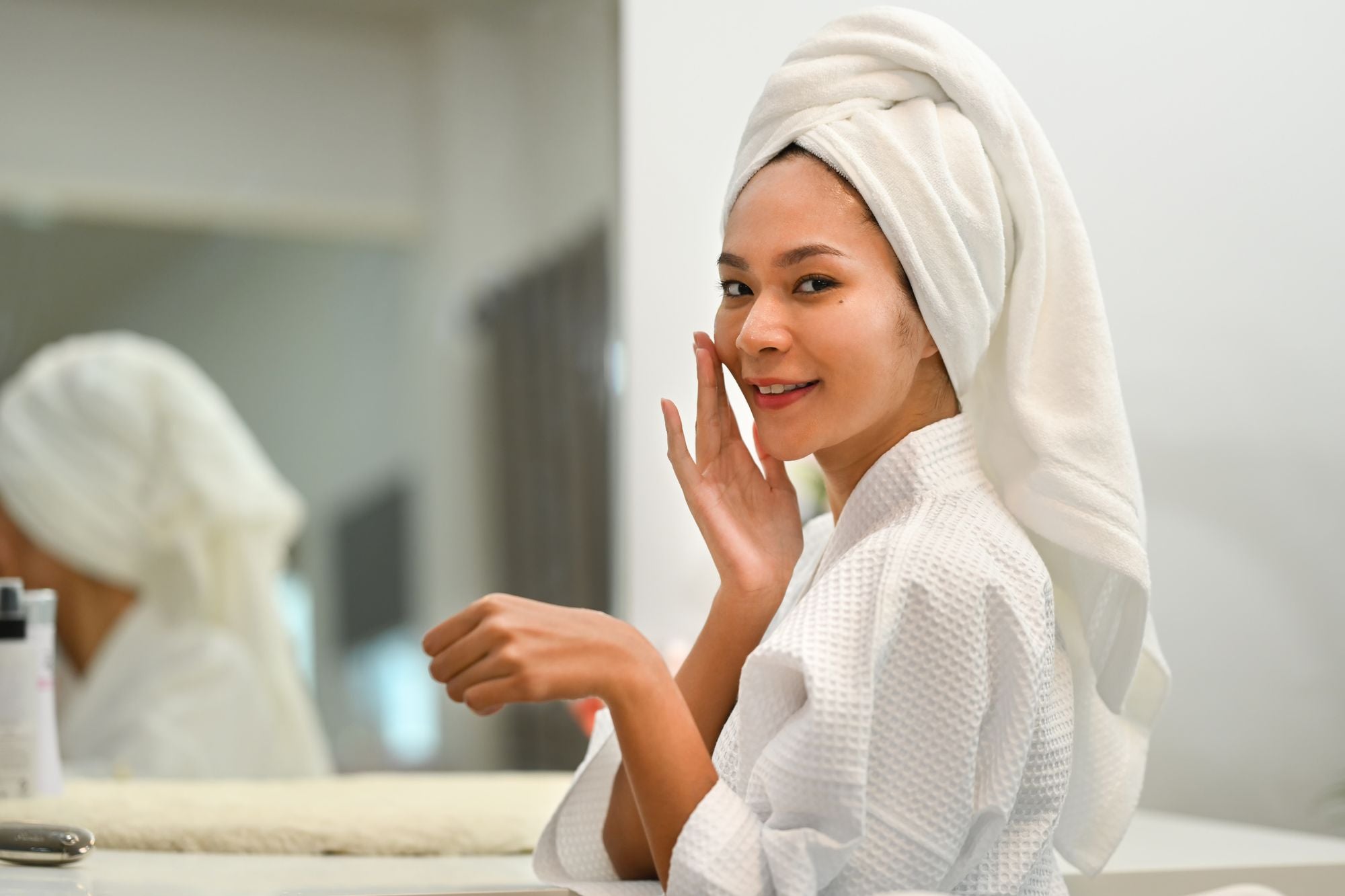 Demonstration of Korean skincare techniques